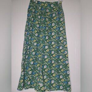 Free People Floral Blue and Yellow Maxi Skirt